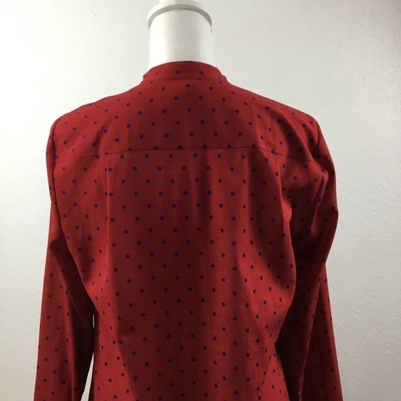 J.CREW Red With Blue Polka Dots Long Sleeve Top Size Small - Picture 5 of 5